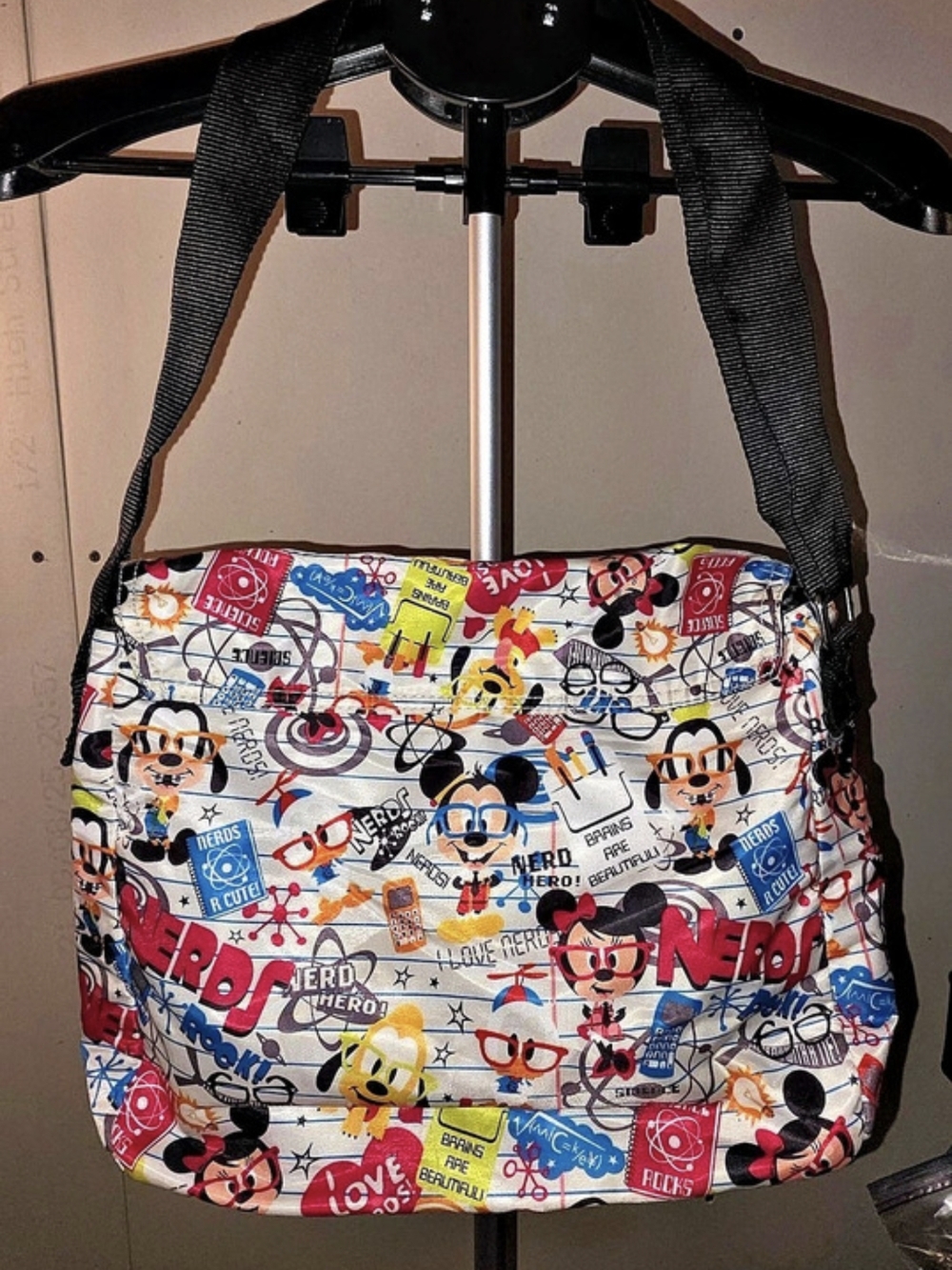 Disney Parks Vintage "I LOVE NERDS" Messenger Bag Mickey, Minnie And Friends NEW